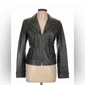 Vintage Cache Black Leather Jacket Full Zip 90s Y2k Soft Women’s 10 Short Fitted